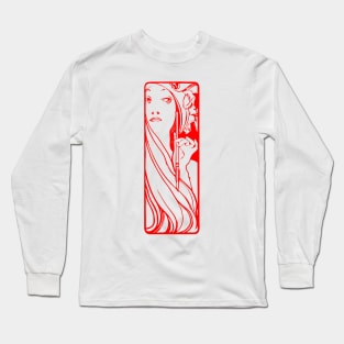 Alphonse Mucha "the muse of art" (red) Long Sleeve T-Shirt